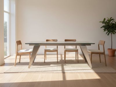 Table en verre extensible inox brossé - Andrea
