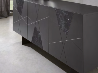 Buffet bas laque et marbre - Adely