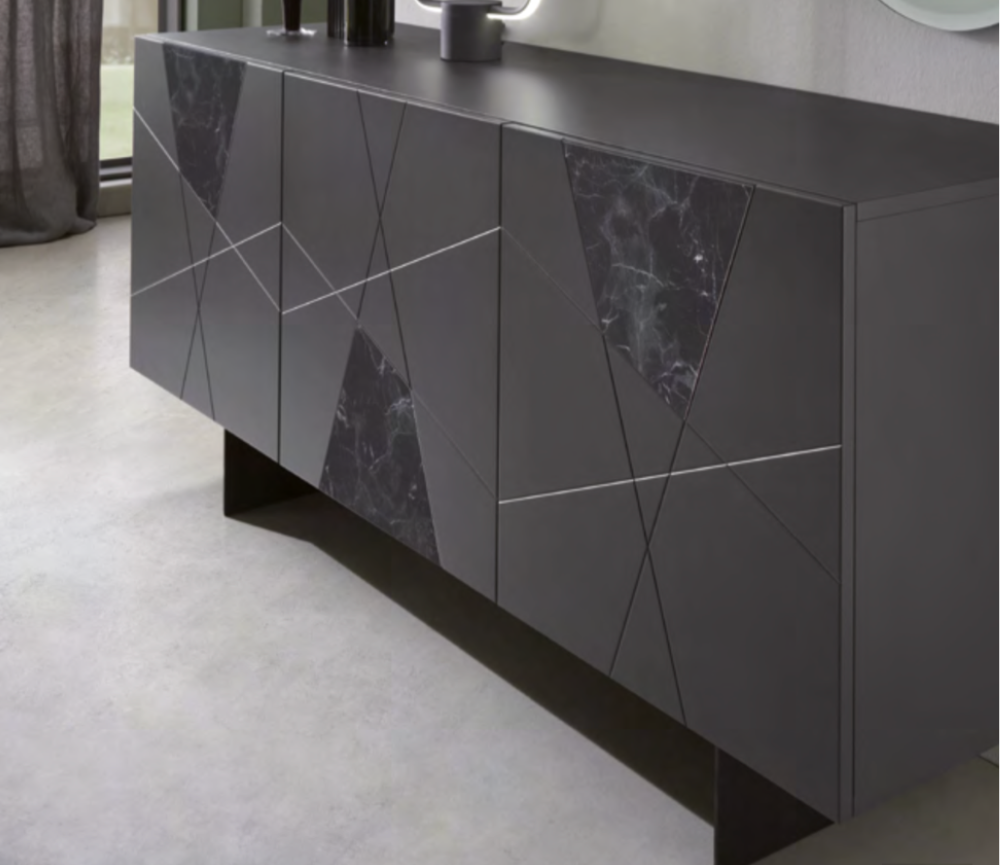 Buffet bas laque et marbre - Adely