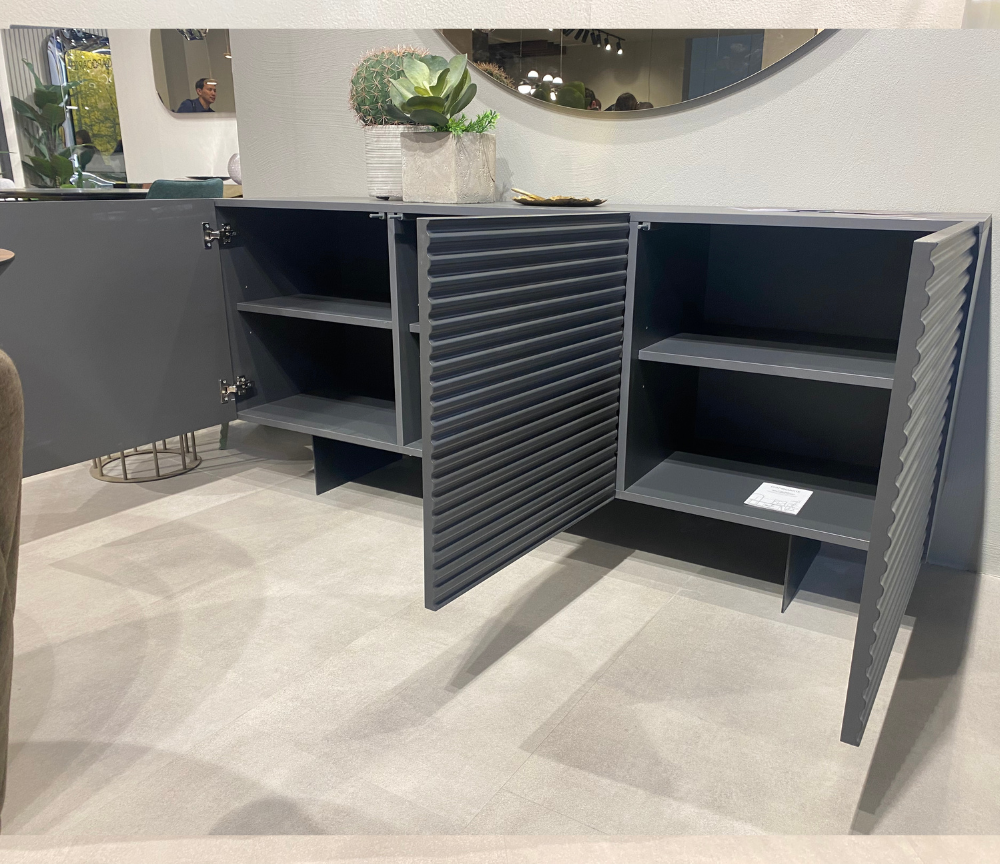 Buffet gris 3 portes laqué mat - Warren