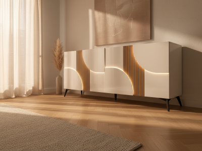 Buffet bas blanc et bois - Marquise Animovel