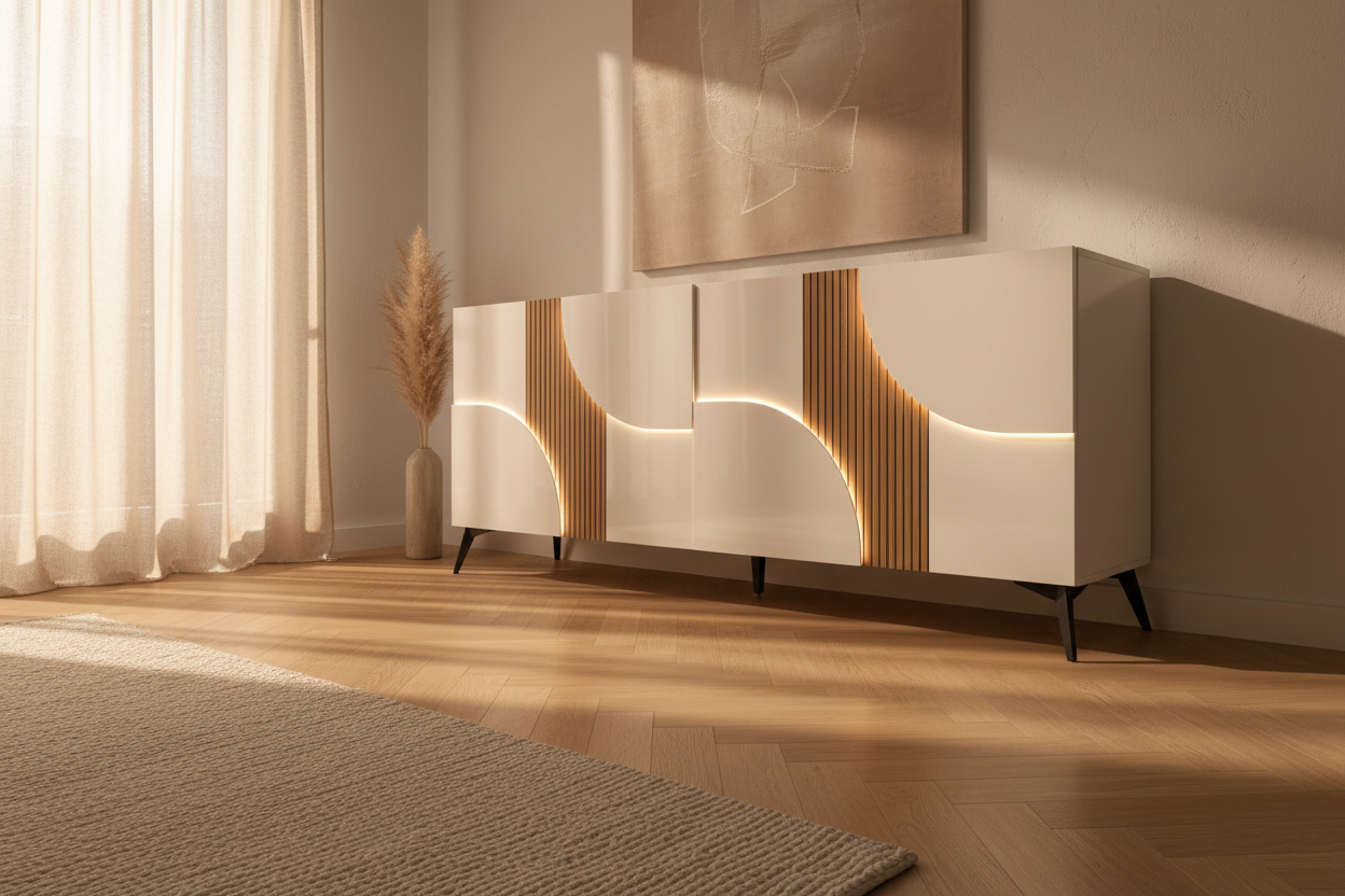 Buffet bas blanc et bois - Marquise Animovel