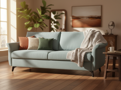 Canapé convertible en tissu bleu - Fannie