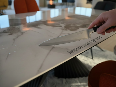 Table extensible céramique marbre brillant Angel Lievens – 180 à 280 cm