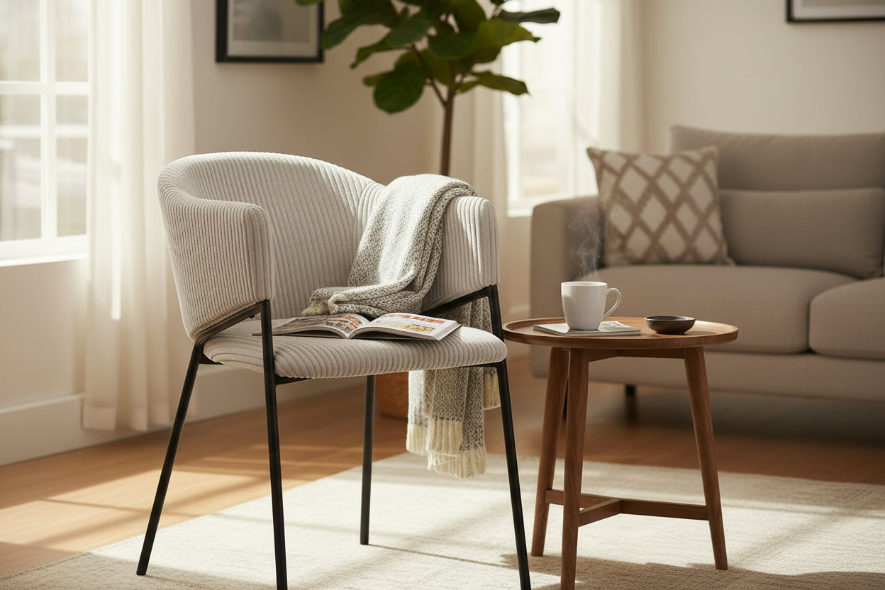 Chaise de salle à manger avec accoudoir en velours - Ugoh