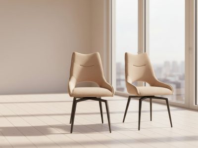 Lot de 2 chaises pivotantes tissu pieds métal - Furtif