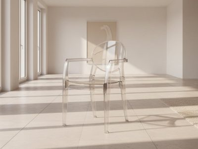 Chaise transparente avec accoudoirs - Angelina