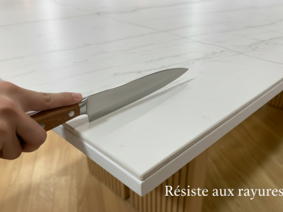 Table extensible céramique marbre blanc pieds bois Marquis – 180 à 300 cm