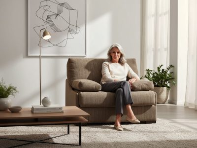 Fauteuil convertible tissu marron taupe - Taha