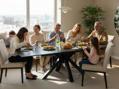 Table extensible céramique marbre 2 rallonges Stan – 160 à 240 cm