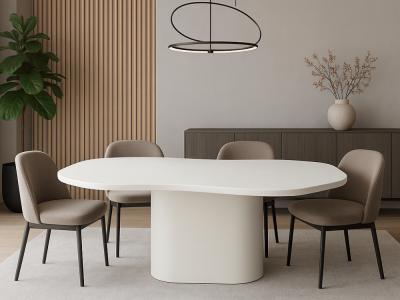 Table à manger béton ciré organique – Loly | Design Japandi