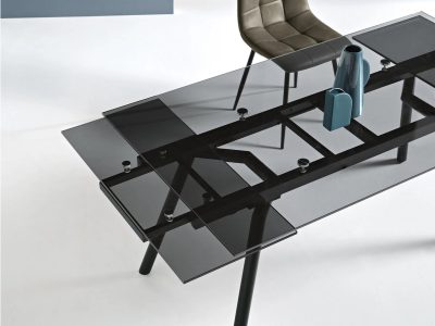 Table extensible verre fumé noir - Tao